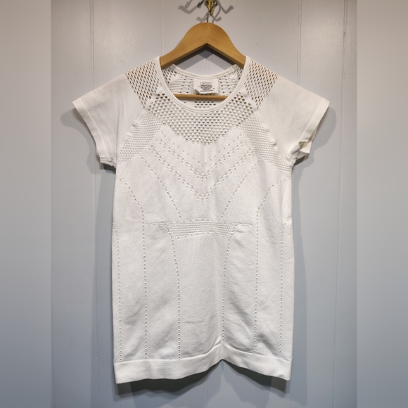 Athleta White Seamless Athletic Tee Top Size M Performance Shirt - Picture 6 of 6